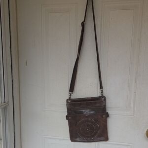 Vintage Patricia Nash Ladies  Brown Leather Francesca  Messenger Bag